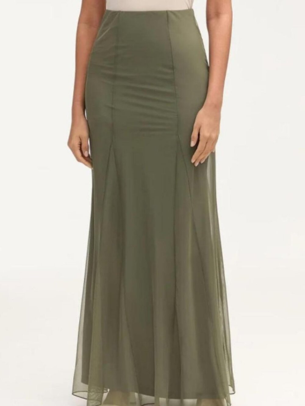 Veiled Collection Mesh Maxi Skirt Smokey Olive M Short